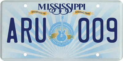 MS license plate ARU009