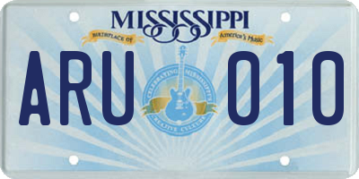 MS license plate ARU010