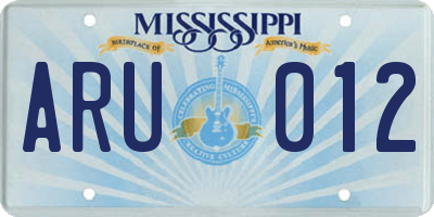 MS license plate ARU012