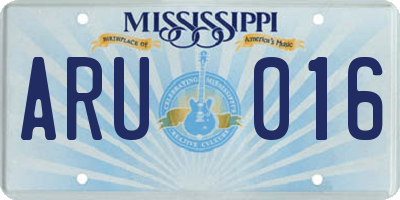 MS license plate ARU016