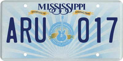 MS license plate ARU017