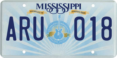 MS license plate ARU018