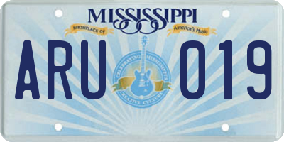 MS license plate ARU019
