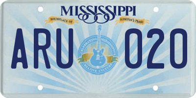MS license plate ARU020
