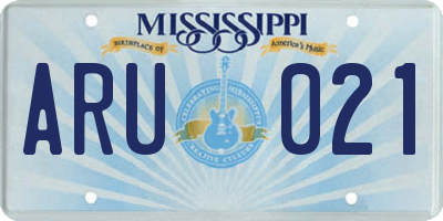 MS license plate ARU021