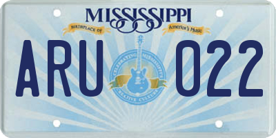 MS license plate ARU022
