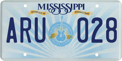 MS license plate ARU028