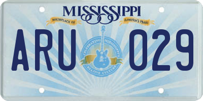 MS license plate ARU029
