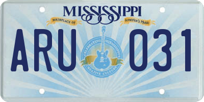 MS license plate ARU031