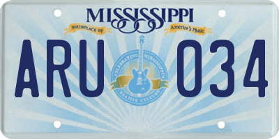 MS license plate ARU034