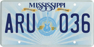 MS license plate ARU036