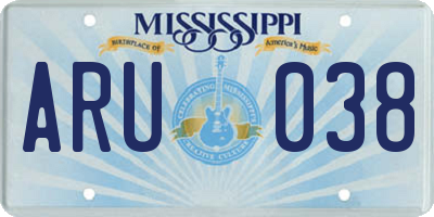 MS license plate ARU038