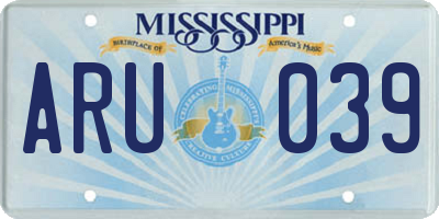 MS license plate ARU039