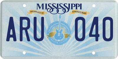 MS license plate ARU040