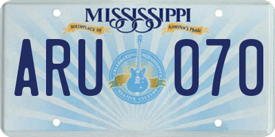 MS license plate ARU070