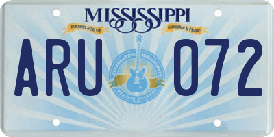 MS license plate ARU072