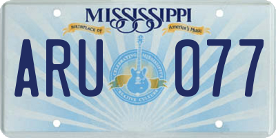 MS license plate ARU077