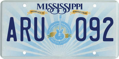 MS license plate ARU092