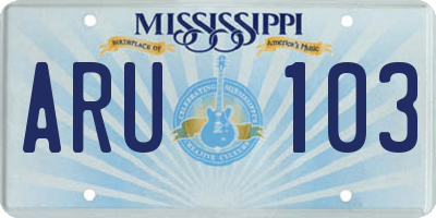 MS license plate ARU103