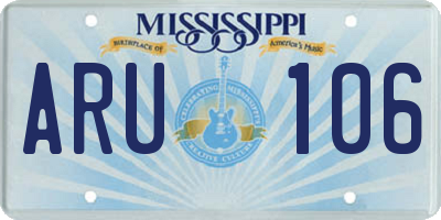 MS license plate ARU106