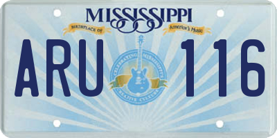 MS license plate ARU116