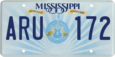 MS license plate ARU172