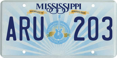 MS license plate ARU203