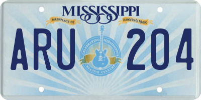 MS license plate ARU204