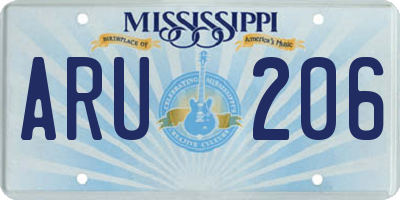 MS license plate ARU206