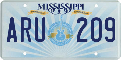 MS license plate ARU209