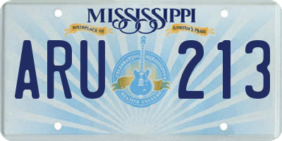 MS license plate ARU213
