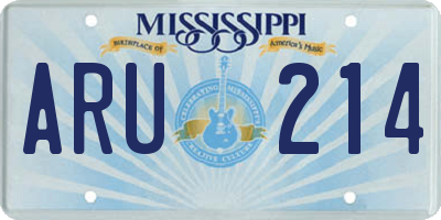 MS license plate ARU214