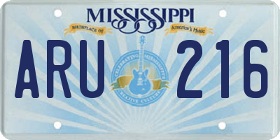 MS license plate ARU216