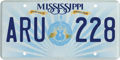 MS license plate ARU228