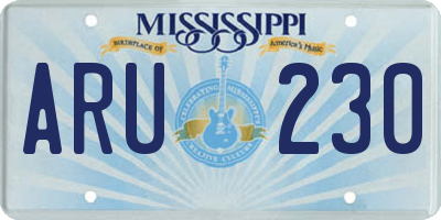 MS license plate ARU230