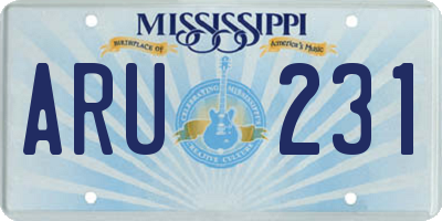 MS license plate ARU231