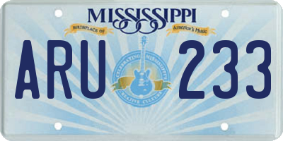 MS license plate ARU233