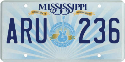 MS license plate ARU236