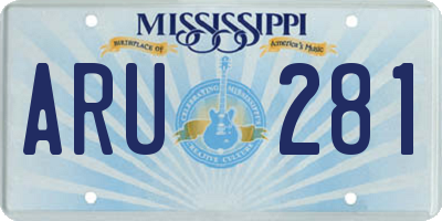 MS license plate ARU281