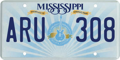 MS license plate ARU308