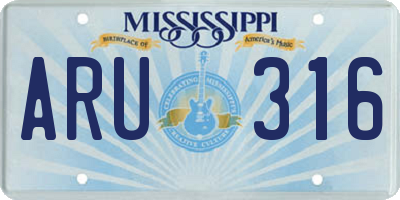 MS license plate ARU316