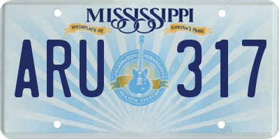 MS license plate ARU317