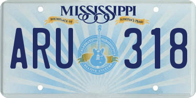 MS license plate ARU318