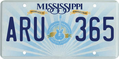 MS license plate ARU365