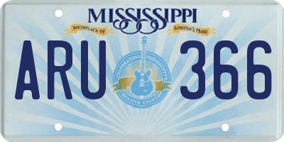MS license plate ARU366