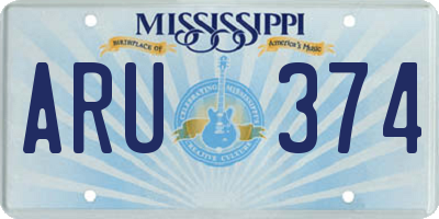 MS license plate ARU374
