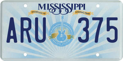 MS license plate ARU375