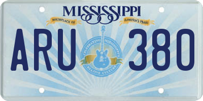 MS license plate ARU380