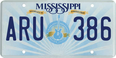 MS license plate ARU386
