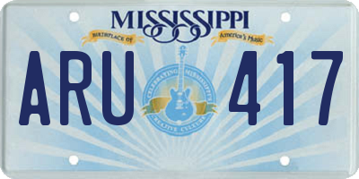 MS license plate ARU417